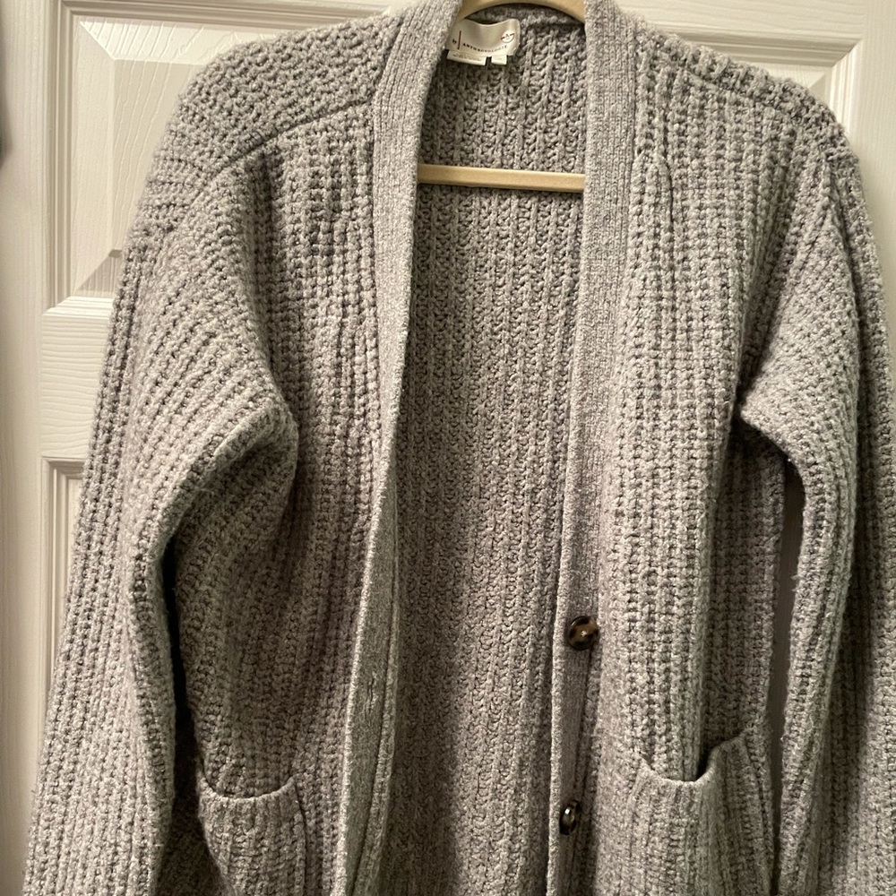 Grey cardigan sweater